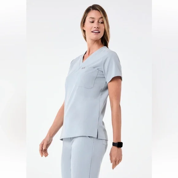 Figs Dusty Blue Catarina Scrub Top - Picture 4 of 9